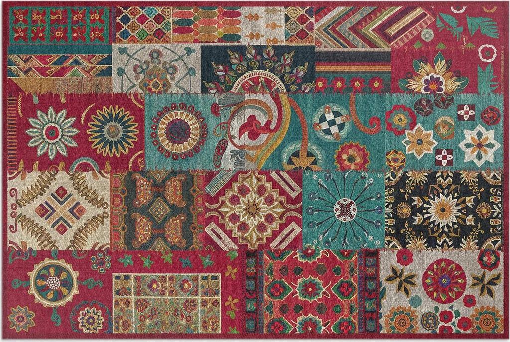Abstraktes Muster im türkisch-persischen Vintage-Stil – Vinylteppich – 80x120 cm – Outdoor Teppich – Terrasse – Wetterfest – Modern