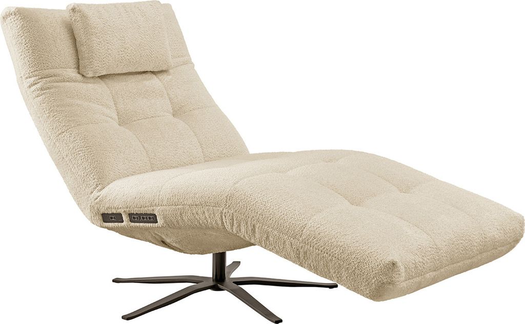 KAWOLA Relaxliege LETICIA motorisch mit Nackenkissen und Akku Stoff beige