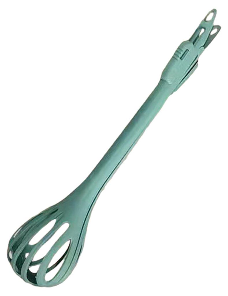 3-in-1 Küchenhelfer: Schneebesen, Rührlöffel, Küchenzange, Sieb mit rutschfesten Zähnen, hitzebeständig, ideal zum Backen und Kochen.