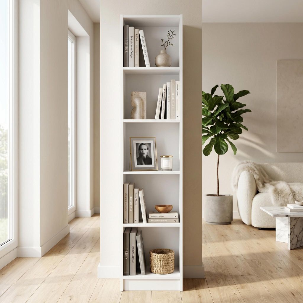Schmales Bücherregal Weiss