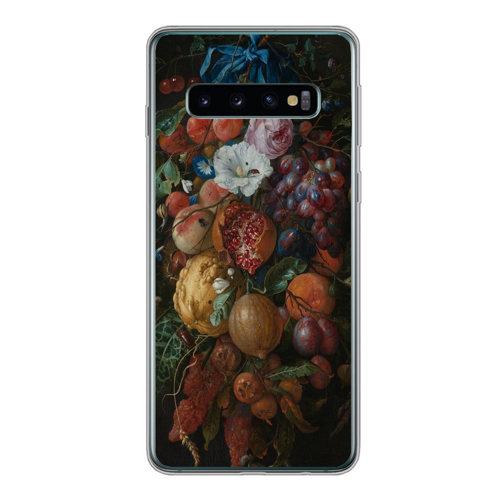 MuchoWow Handyhülle Schutzhülle Hülle für Samsung Galaxy S10 Früchte und Blumen - Gemälde von Jan Davidsz. de Heem Silikon Softcase Handy H...