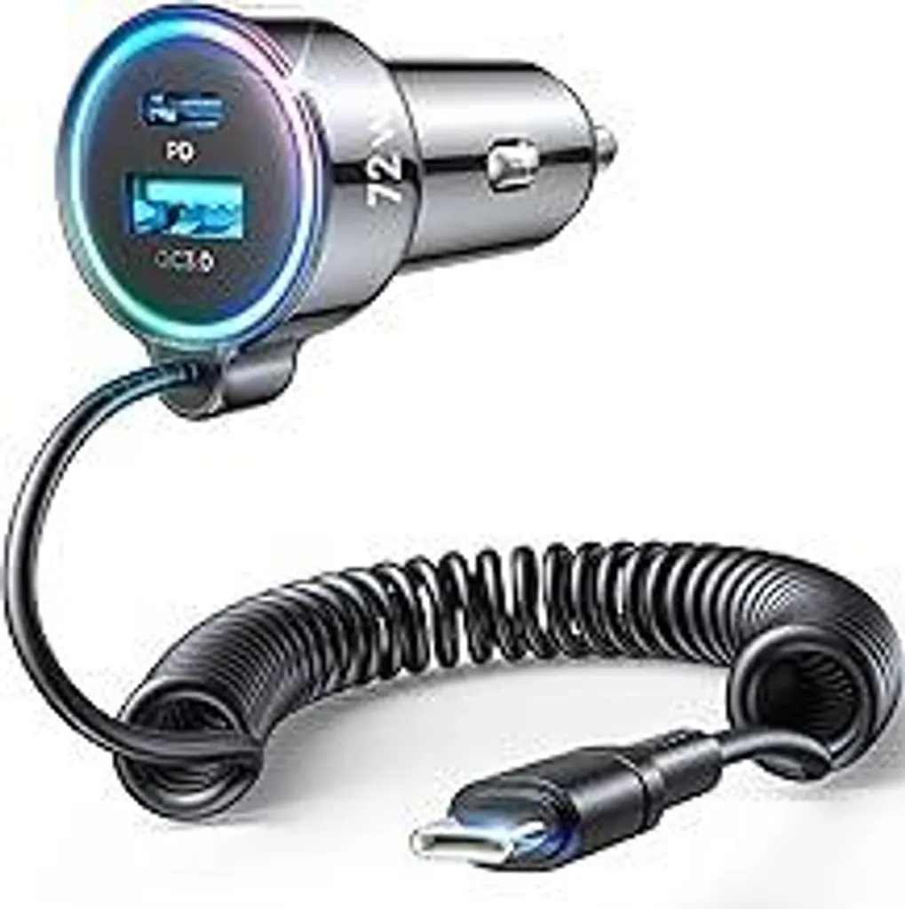 Caricatore Auto Rapido 72W con Cavo Tipo C per iPhone 17/16/15