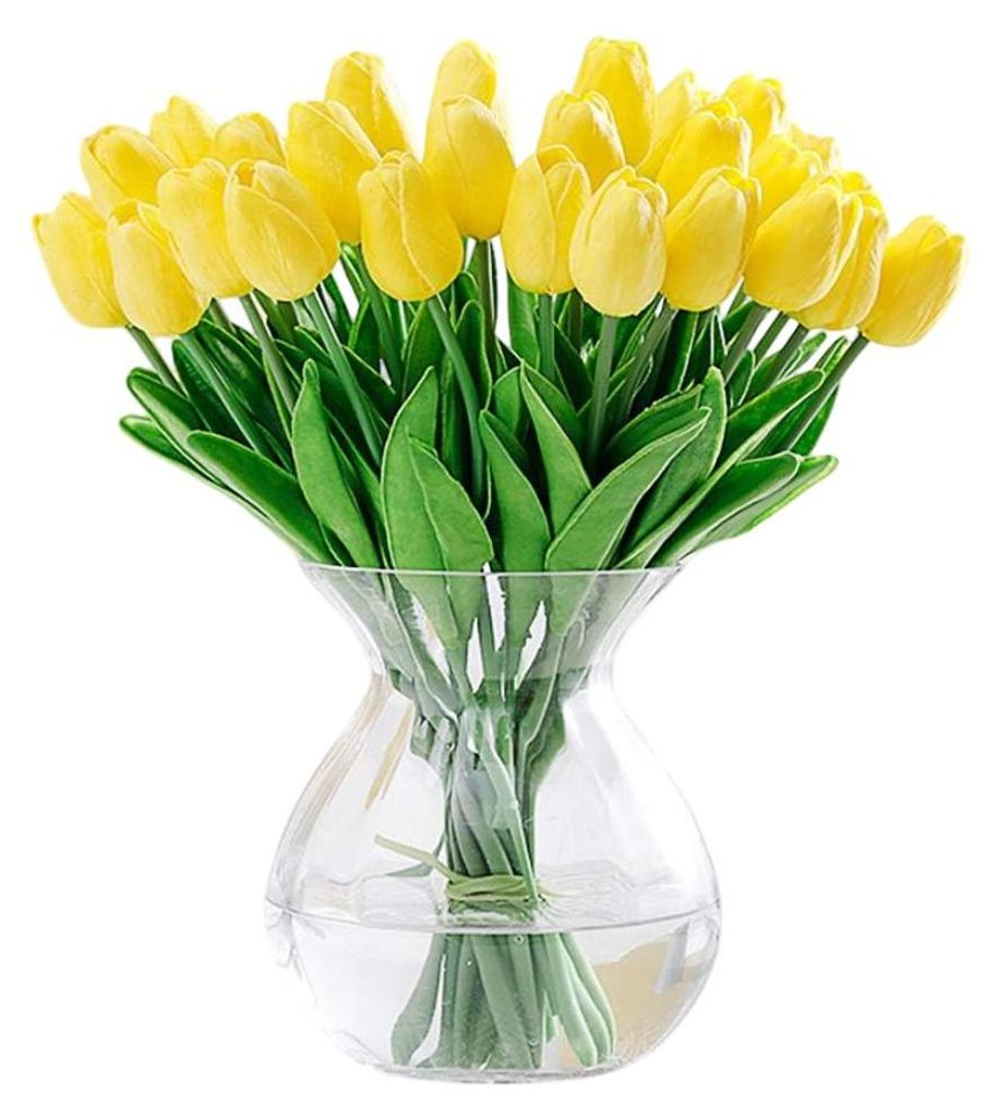 Künstliche Blumen Tulpen Gelb Blumenstrauß Tulpen 12 Stück 33 cm Ostern