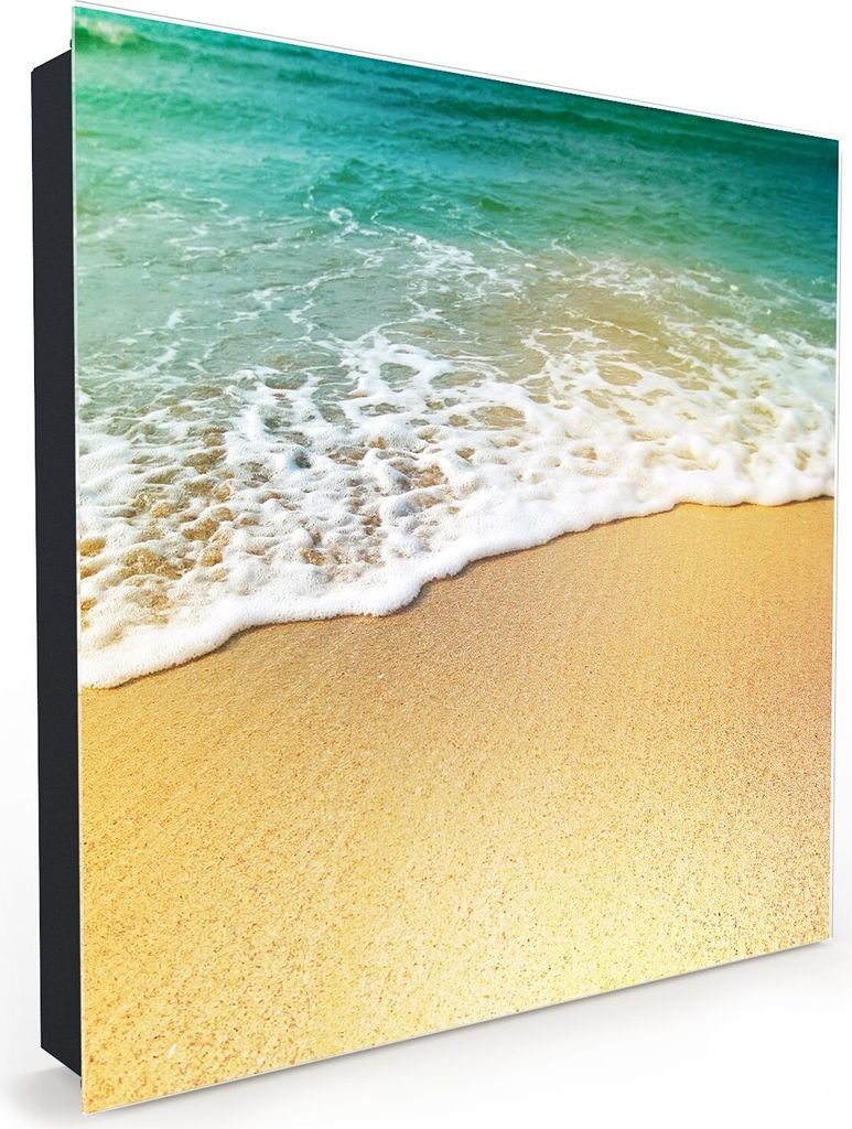 Nachbildung-Schlüsselkasten, Magnetpinnwand und Memoboard mit Glasfront Motiv Meerwasser und Sand