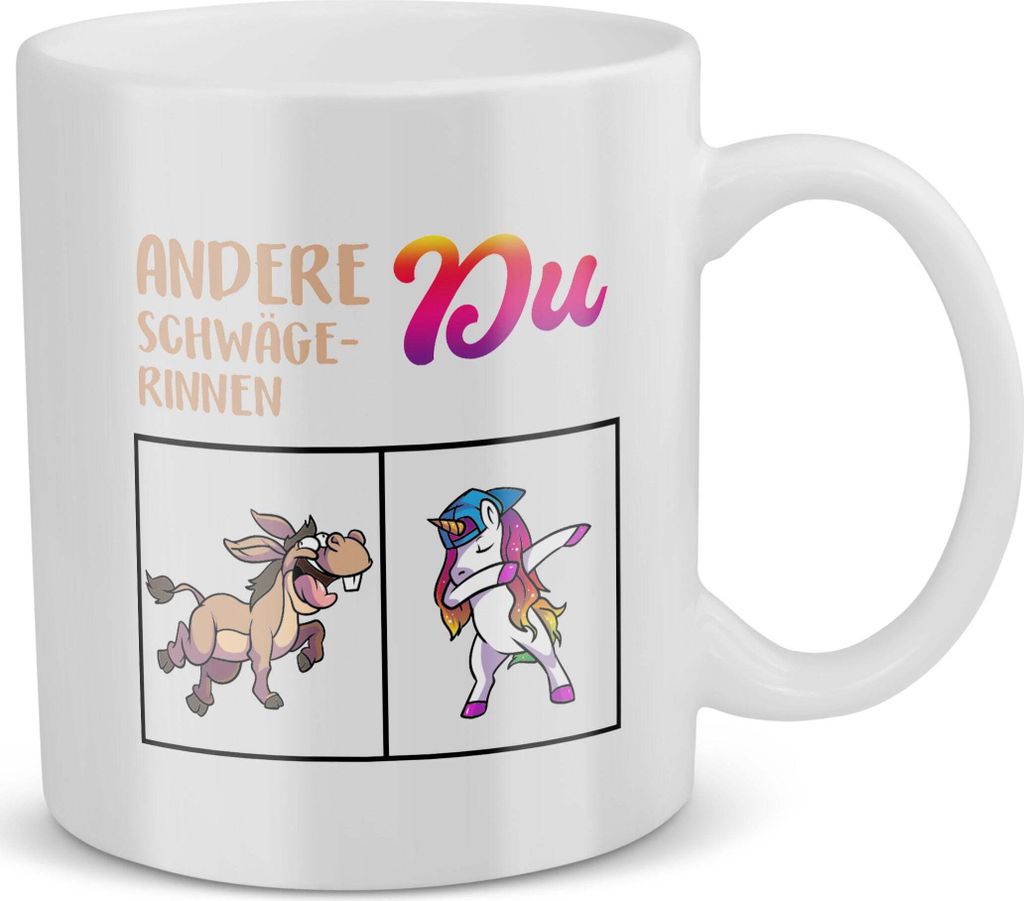 22Feels Schwägerin Geschenk Hochzeit Frauen Tasse Einhorn Weihnachten Geburtstag Haferl Kaffeetasse Geschenkidee