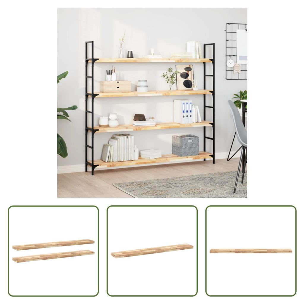 The Living Store Schweberegale 2 Stk. 160x20x4 cm Massivholz Akazie Unbehandelt