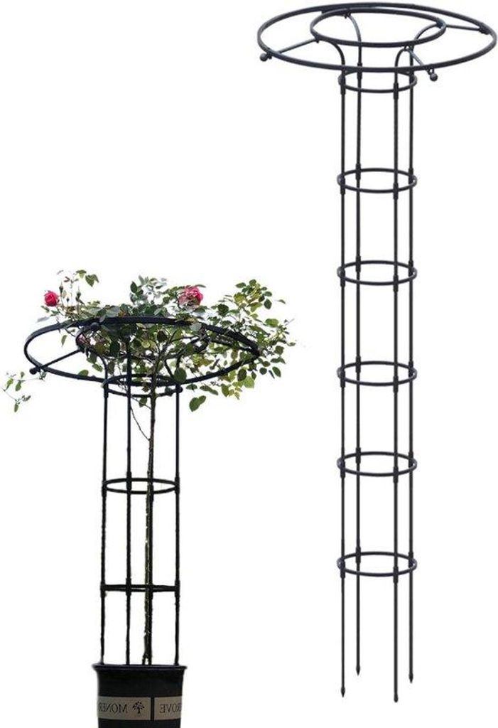 Gartengelenk - Hochformat-Stütze für Blumen - Pflanzhilfe - Stahlschienen - 210 cm - Lackschwarz