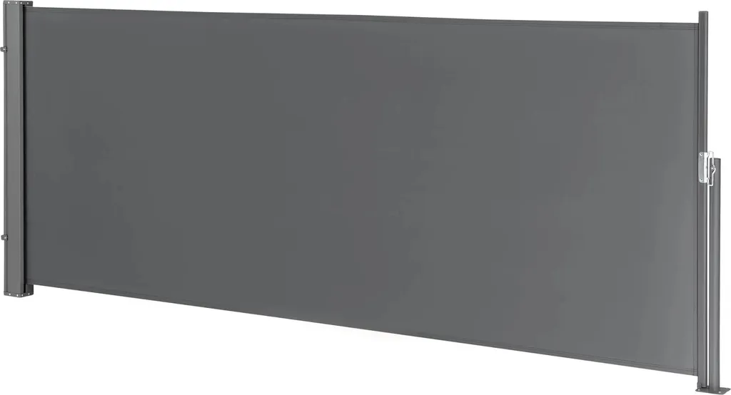 Paravent extérieur Mariano 1,4x3m en acier et tissu gris - Look luxueux