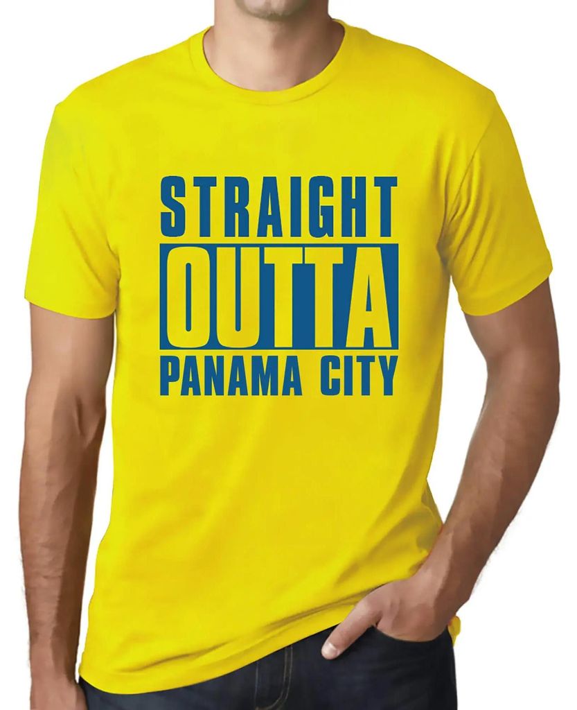 Herren Grafik T-Shirt Straight Outta Panama City Öko-Verantwortlich Vintage Jahrgang Kurzarm Lustige Druck Geburtstag Geschenk Mann