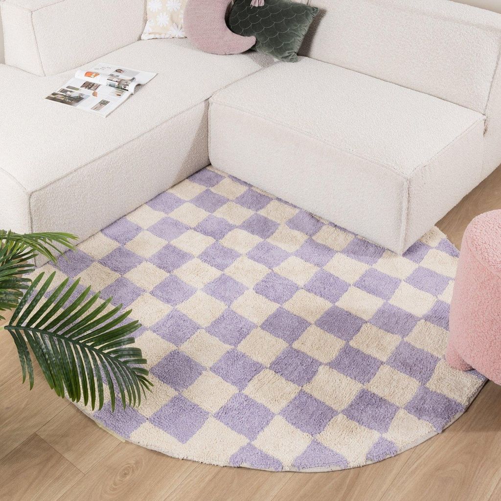Volero - Dywan okrągły Retro - Gambit Liliowy/Biały - Ø 160 Zdjęcie produktu 