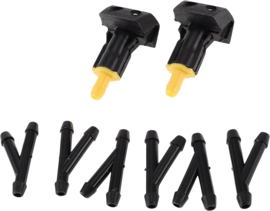 Windschutzscheibenwaschdüse für Nissan Titan Front mit 6 Stück Y-Schlauchverbinder Auto Schwarz Kunststoff 1 Set