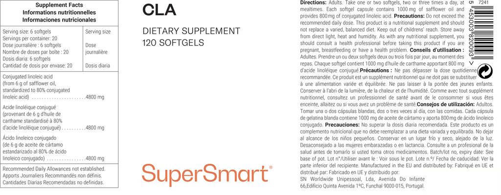 SuperSmart CLA Dietary Supplement - 120 softgels