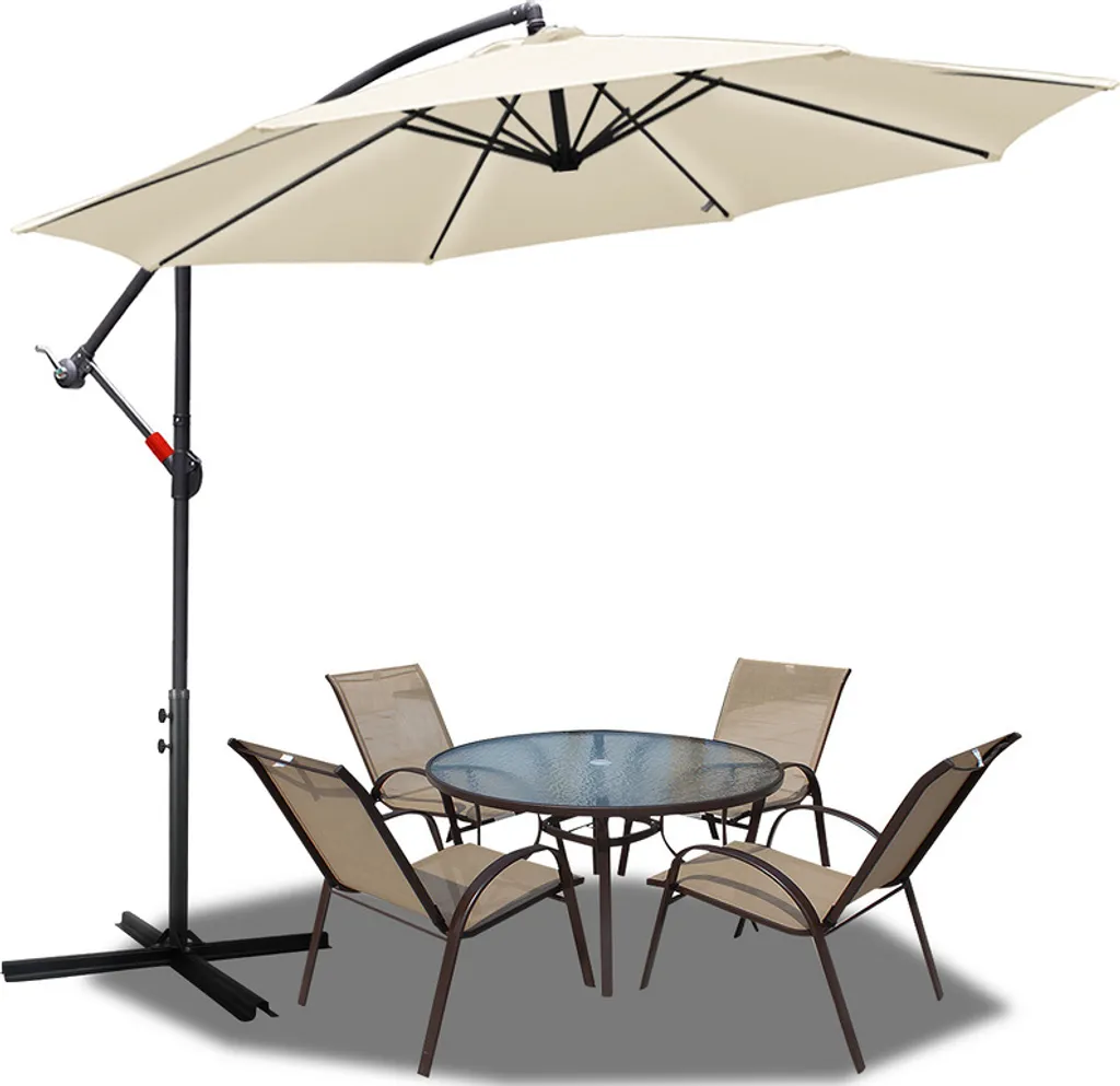 Jiubiaz Ombrellone a Braccio 3,5 Metri Beige | Struttura in Acciaio UV40+
