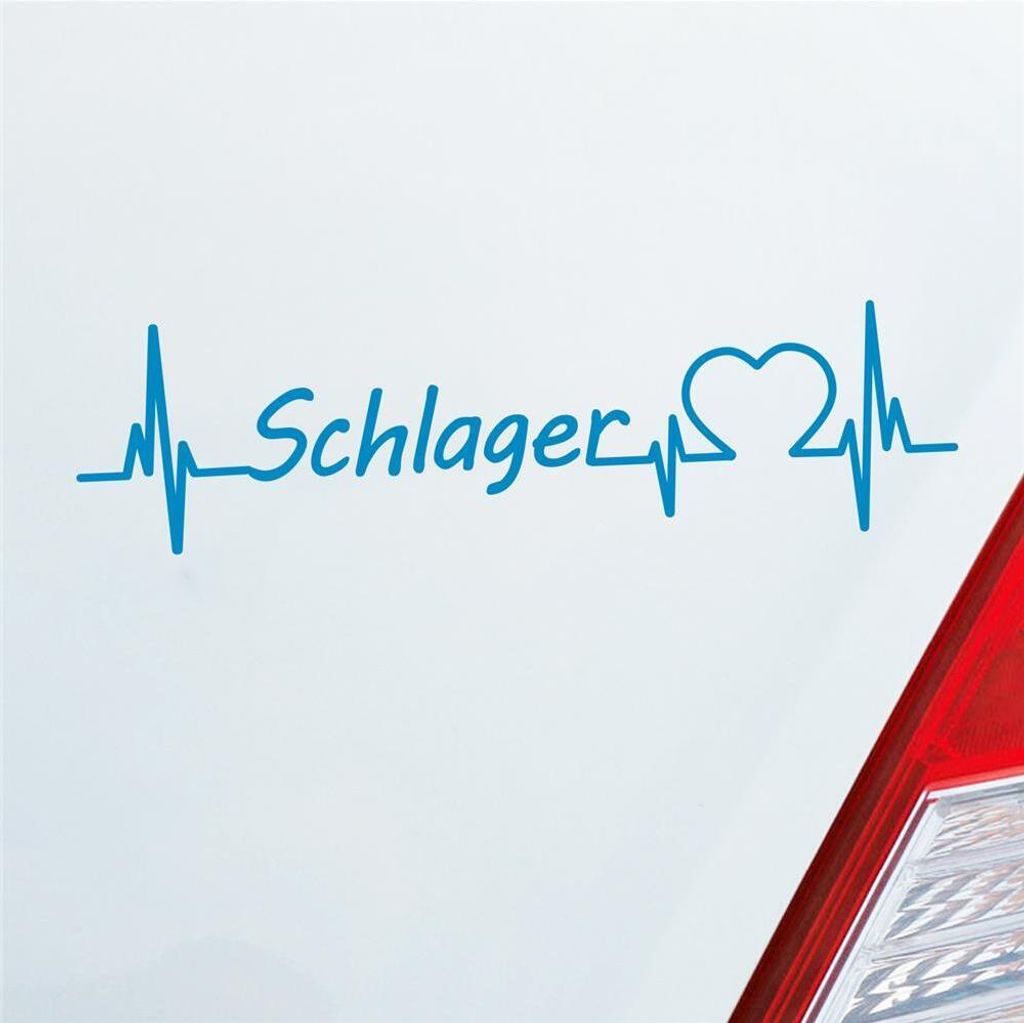 Auto Aufkleber Schlager Puls Herzschlag 19x5 cm Hellblau Sticker Heckscheibenaufkleber
