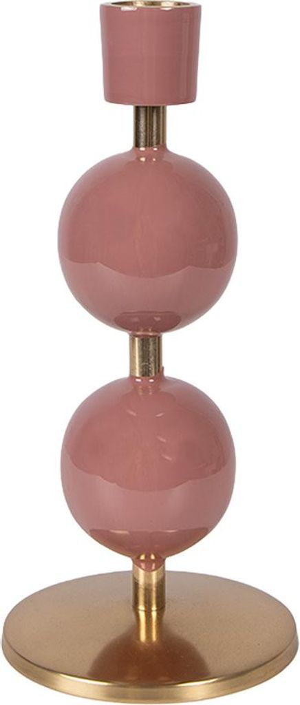 Clayre & Eef Kerzenständer Ø 9x19 cm Rosa Metall