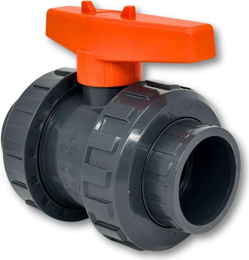 Praher 2-Wege Kugelhahn Typ S6 Ø 50mm PVC Klebeanschluss