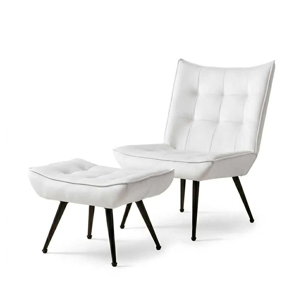 Loungesessel mit Fußhocker Samt Beige Gepolsterter Produktbild 