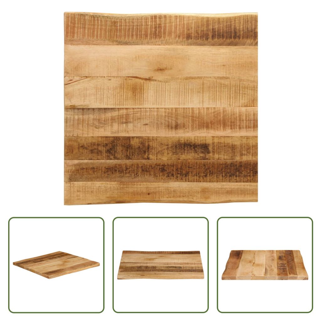 The Living Store Tischplatte mit Baumkante 40x40x3,8 cm Raues Mango Massivholz