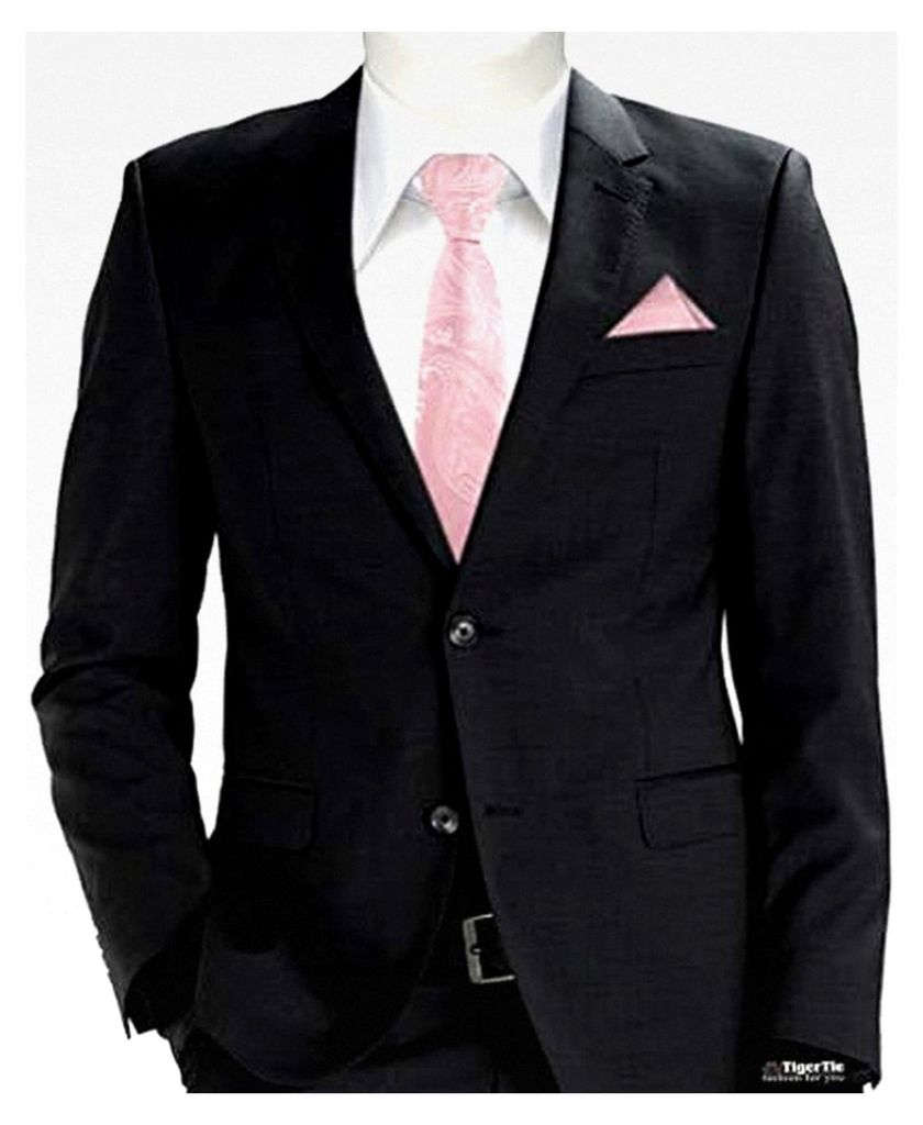 schmale Designer Krawatte mit Einstecktuch im Paisley-Muster