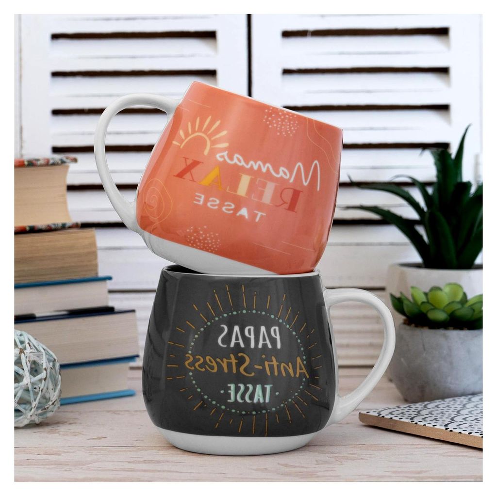 Tasse mit Motiv "Papa Anti-Stress" | Sprüche-Tasse, Porzellan, 43 cl, Höhe 9 cm, in Geschenk-Banderole | Geschenk für Papa, Vatertag, Geburtstag