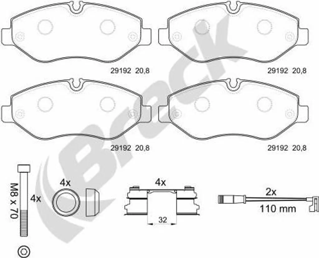 Jeu de plaquettes de frein à disque pour Mercedes Vito et Viano V6