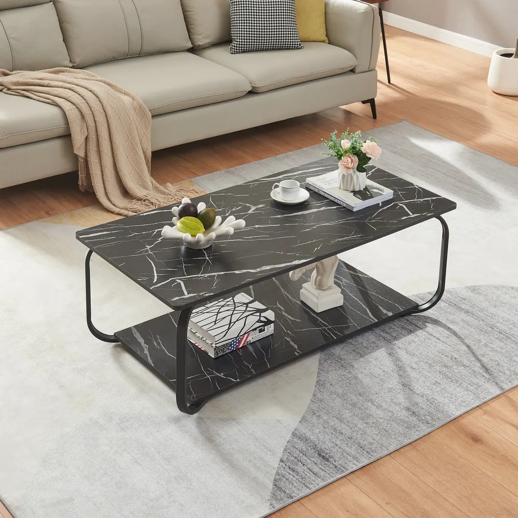 Table basse aspect marbre noir Kolta : design minimaliste et chic - 2