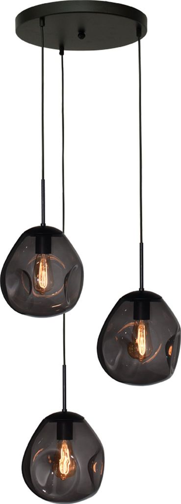 masterlight Pendelleuchte Lava 3-flammig Glas Grau 40x40cm