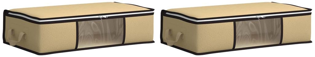 vidaXL Aufbewahrungsbox mit transparentem Seitenfenster 2 pcs Creme