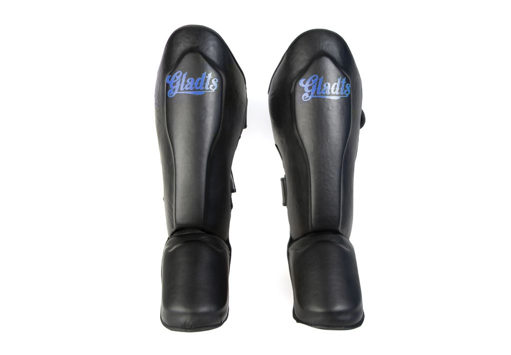 Gladts Classic Schienbeinschoner – Schwarz mit blauem Logo – Größe XL – Premium Schienbeinschutz für Training & Wettkampf