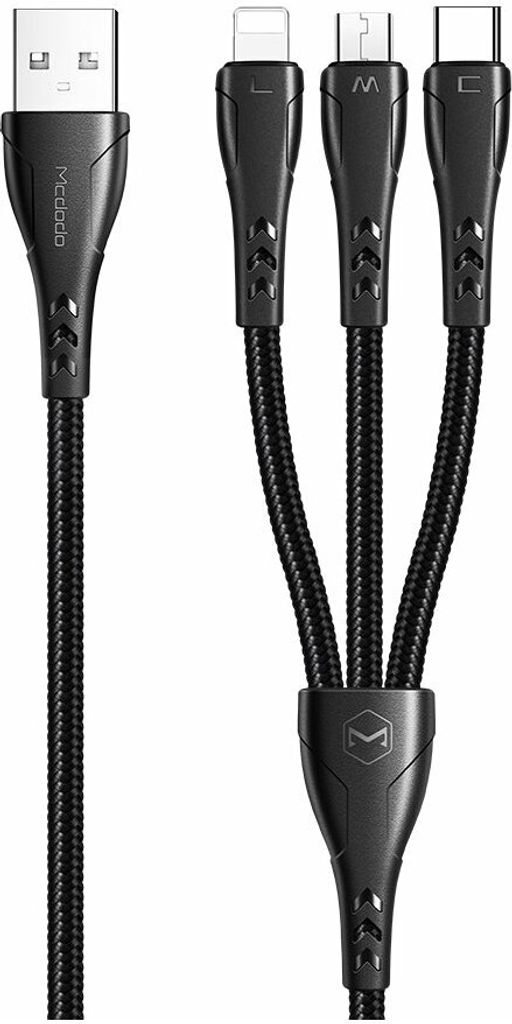 Mcdodo Mamba Series 3 in 1 Lightning+Micro USB+Type-c Ladekabel 1.2m