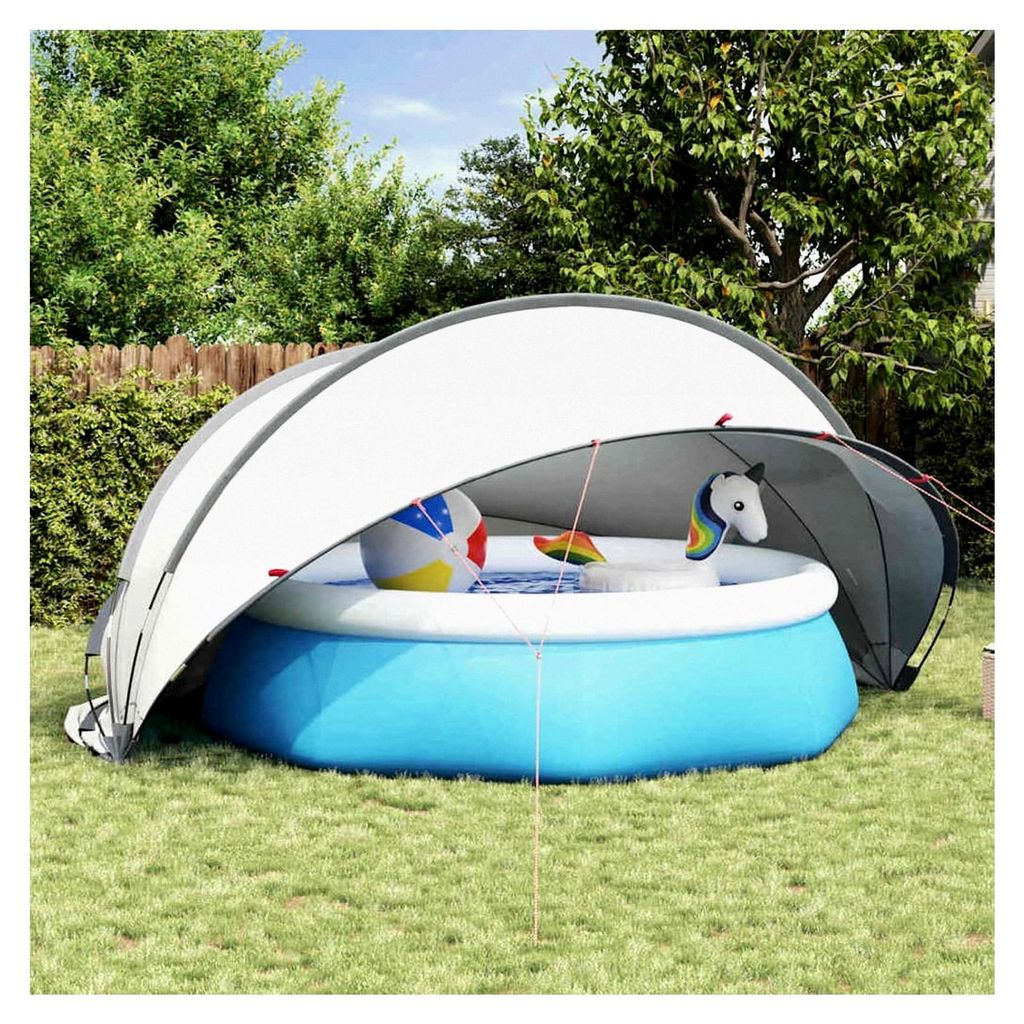 Faltbarer Pool-Dome in Grau und Orange aus wasserfesten, UV-beständigen Materialien zur Reduzierung von Blättern und Schmutz sowie Wärmeverlust ...