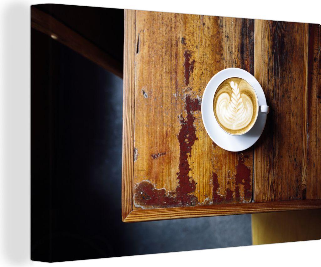 OneMillionCanvasses - Leinwandbilder - 140x90 cm, Eine Luftaufnahme eines Cappuccinos, Wandbilder Kunstdruck Wanddekoration - Foto auf Leinwand -...