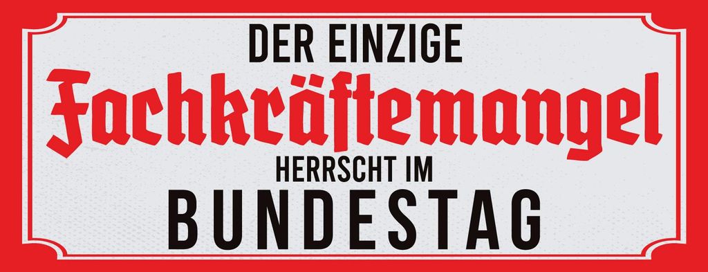 vianmo Blechschild 10x27 cm Der einzige Fachkräftemangel herrscht im Bundestag
