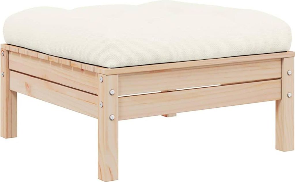 vidaXL Gartensofa 2-Sitzer mit Kissen in Creme Massivholz Kiefer