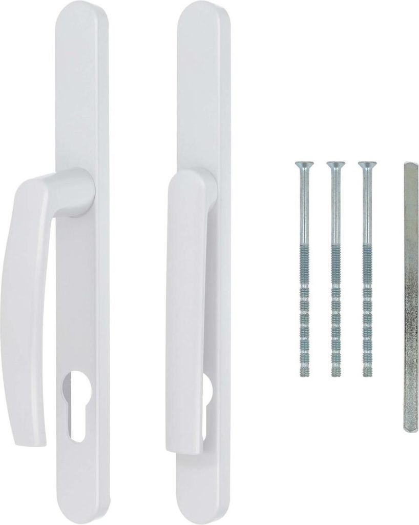 Türgriff / Türdrücker / Türklinke / Drückergarnitur DHS 92mm (Schildbreite 25mm) Oval - Weiß RAL 9016 - Flachgriff