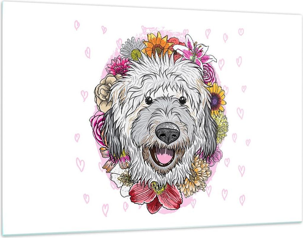Bilder auf glas - Hund Blumen Kinder exotische - 120x80cm - Glasbilder - Wandbilder - Kunstdruck - zum Aufhängen bereit - Wanddekoration aus Glas ...