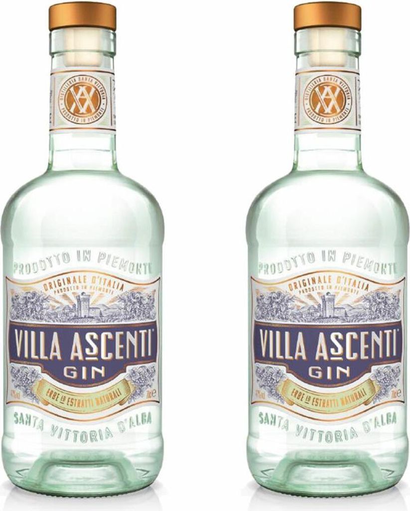 Villa Ascenti Gin 2er Set, italienischer Gin, Spirituose, Alkohol, Flasche, 41 %, 2 x 700 ml