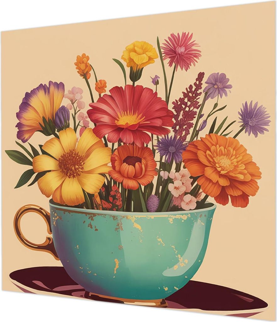 Wandtapete - Dekorative Tapete für Wohnzimmer - Tapetenfolie für Wanddekoration - 250x250 cm - Ein farbenfroher Blumenstrauß