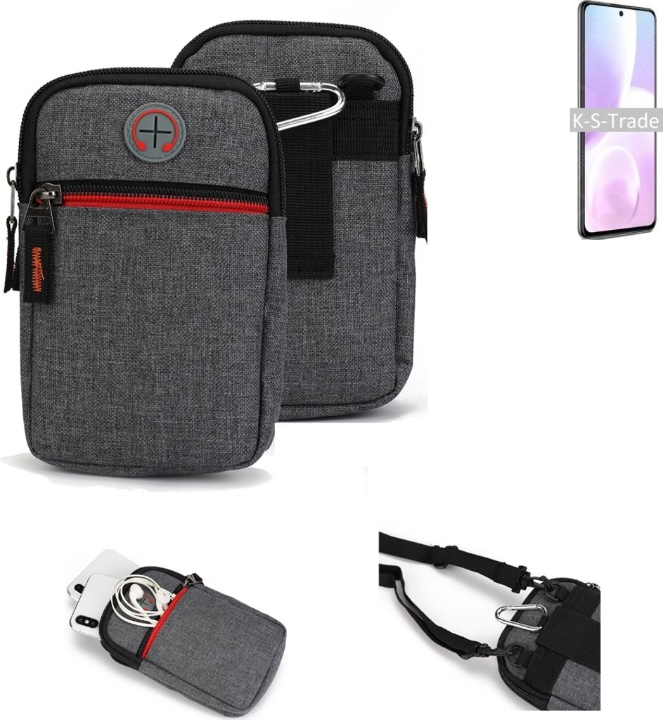 K-S-Trade Holster Gürteltasche kompatibel mit ZTE Voyage 20 Pro Handy Tasche Schutz Hülle grau Zusatzfächer 1x