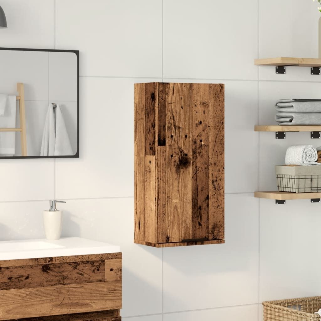 Monderne Wand-Badschrank - klassisches Designn - Badschrank - Altholz-Optik 32x20x67cm - Spiegelschränke DE3098