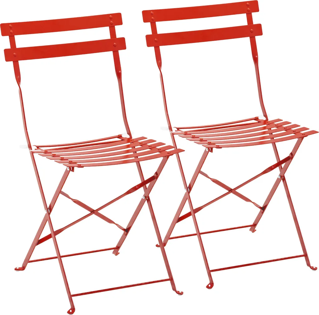 Lot de 2 chaises de balcon pliantes rouges Rome en métal pour petit espace