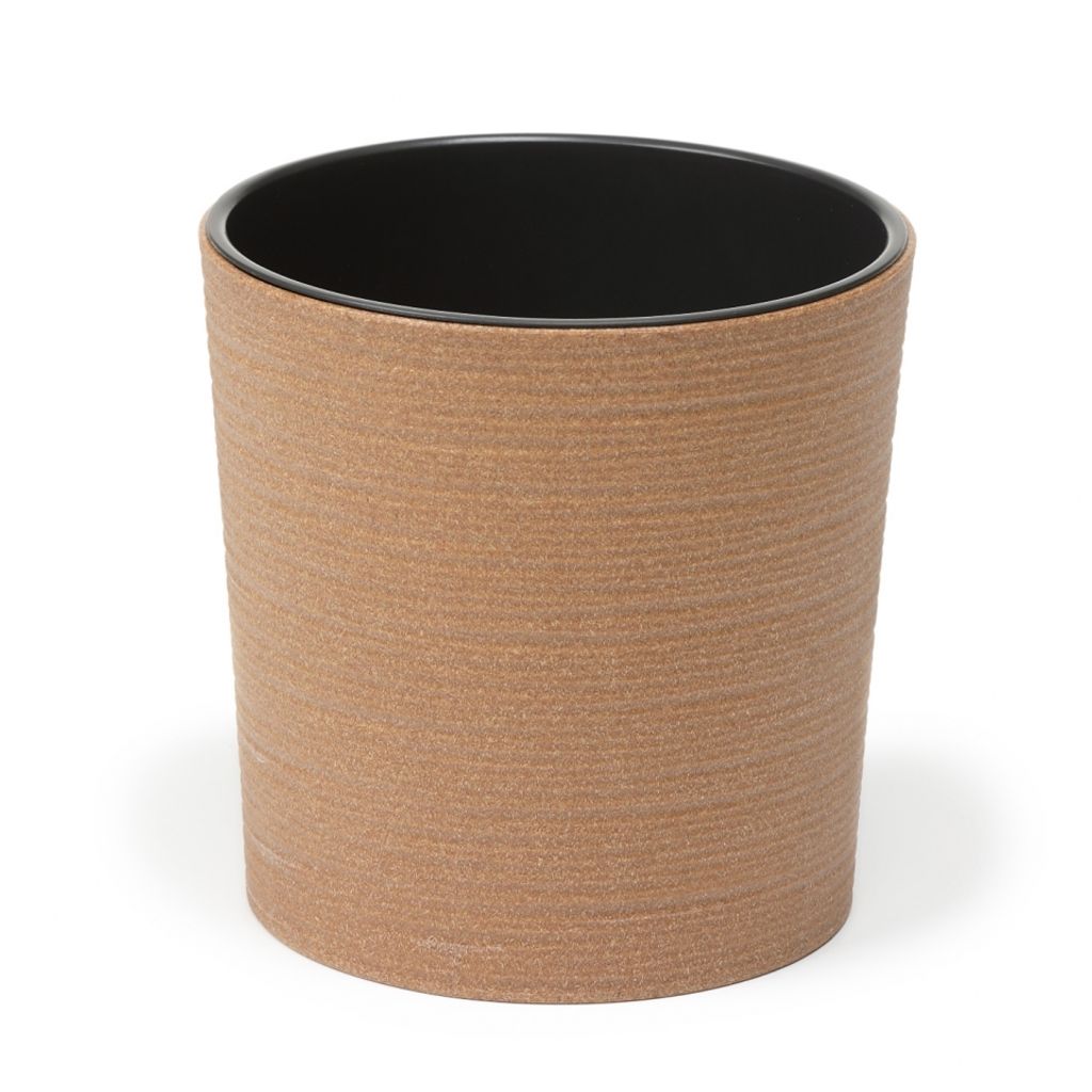 Lamela Pflanzkübel Lilli Eco Mit Innentopf – Ø 30 Cm, Braun, Aus PP & Holz, Rillenoptik