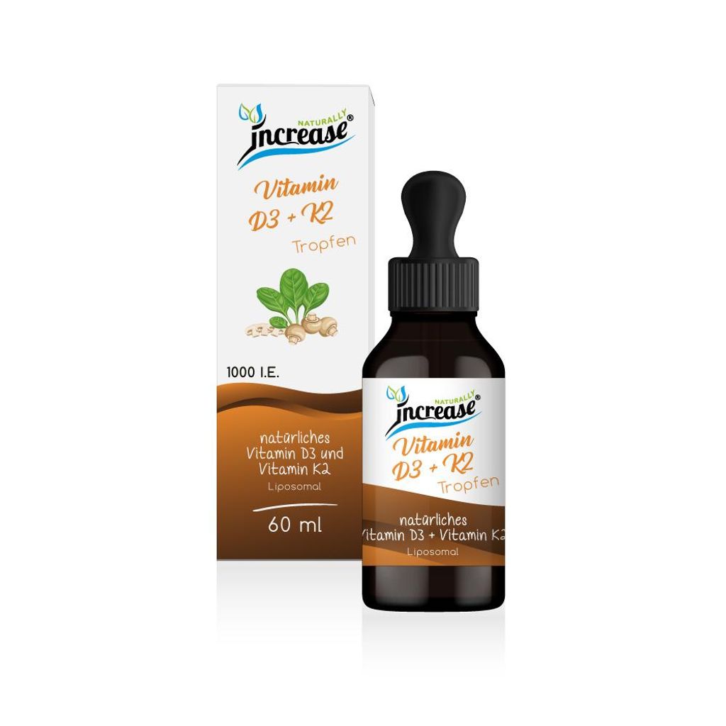 Liposomale Vitamin D3 + K2 Tropfen hochdosiert - (240.000 Produktbild 