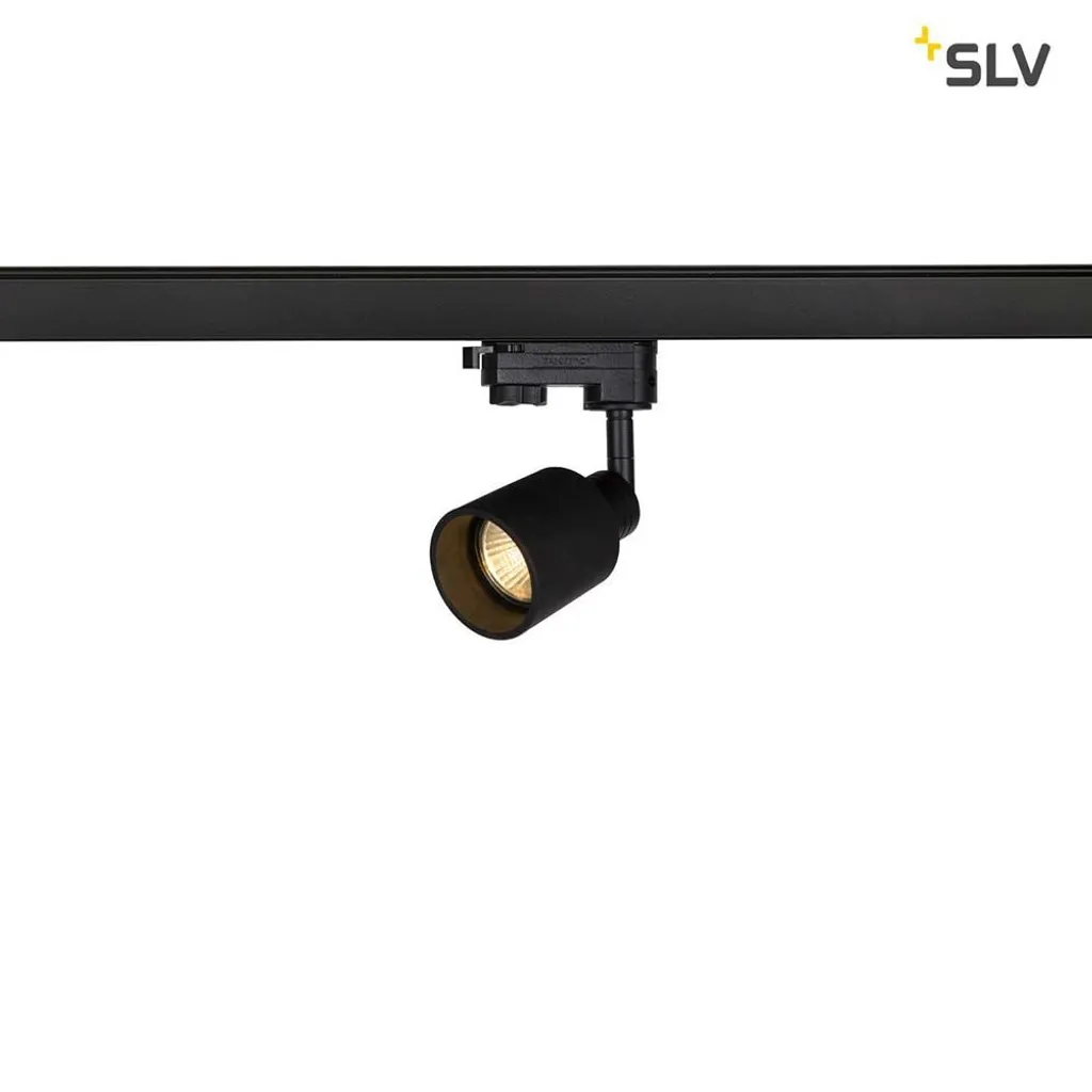 Projecteur rail 3 phases noir Puri Track Glas orientable avec adaptateur