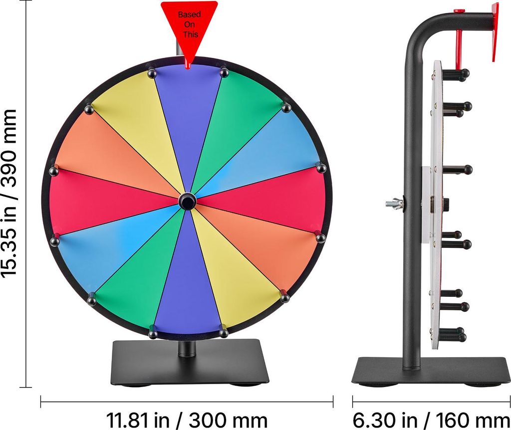 VEVOR Roue De La Fortune 304,8 Mm – 10 Emplacements Effaçables, Roulette De Jeu Rotative Avec Support & Marqueurs, Idéale Fêtes & Événements