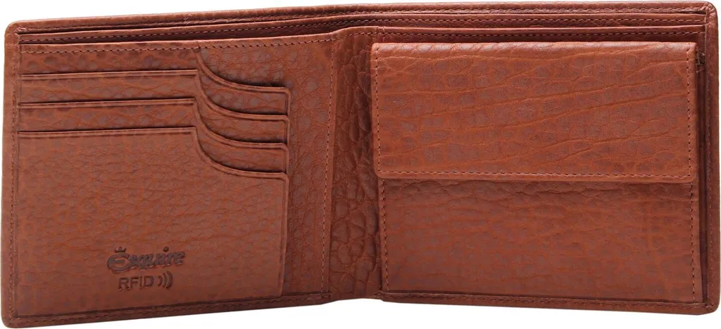 Esquire Frankfurt Wallet en cuir Cognac - Porte-monnaie marron compact
