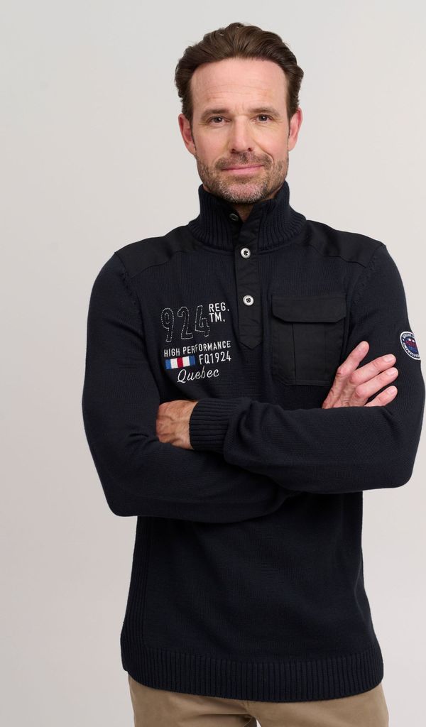 FQ1924 FQErlong Herren Strickpullover Troyer Grobstrick Pullover mit Stehkragen