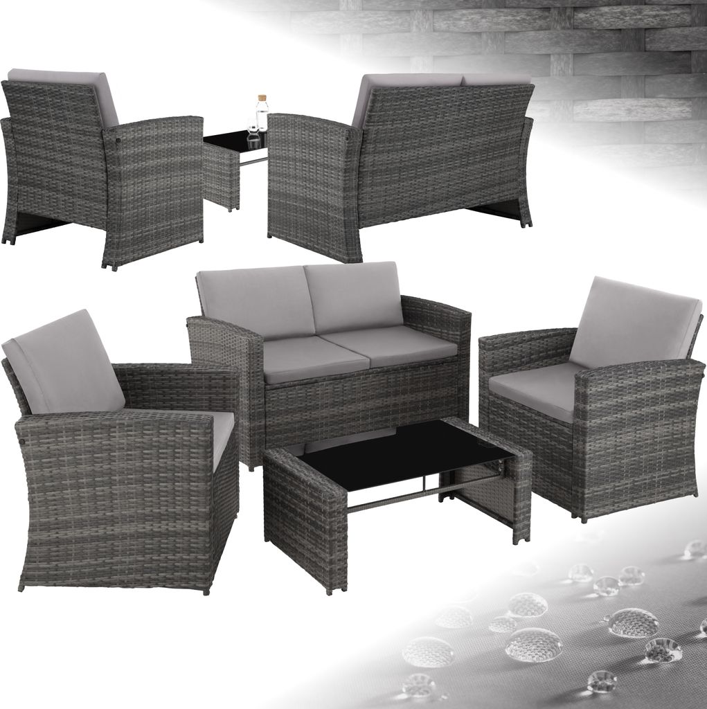 Rattan Lounge Jesolo - grau/hellgrau Produktbild 