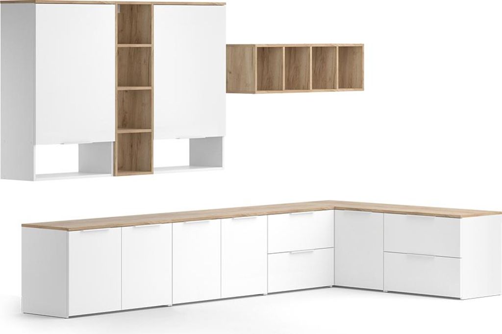 Wohnwand Vicco Wido Weiß/Sonoma 9 Teile, Model 51728