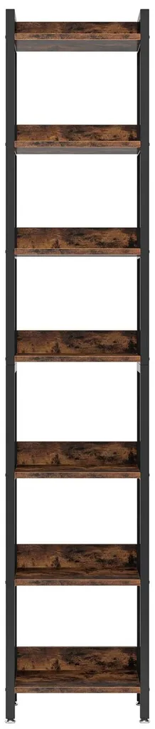 Étagère colonne gain de place 7 niveaux en bois brun chocolat 2m